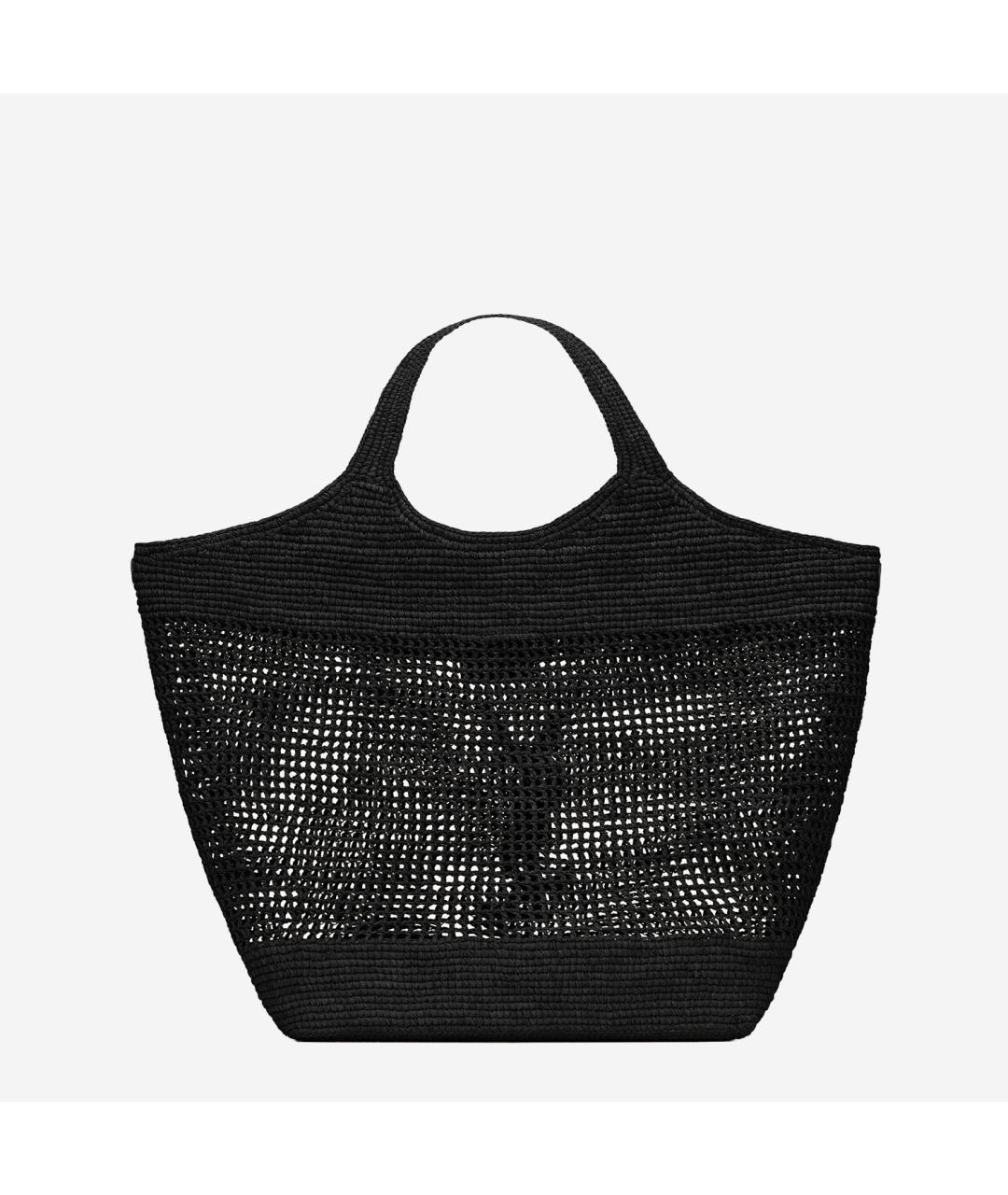 SAINT LAURENT Черная пелетеная сумка тоут, фото 3