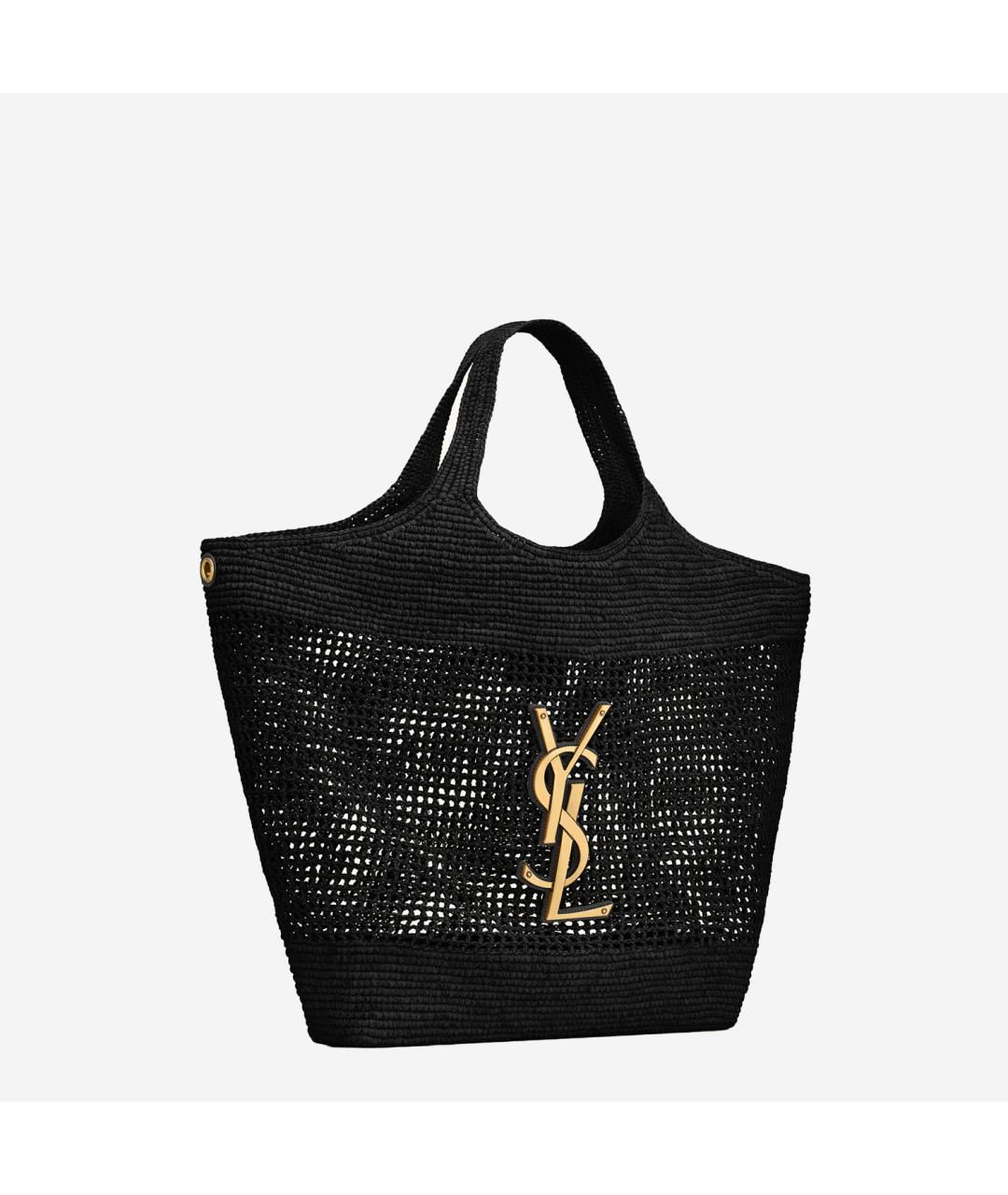 SAINT LAURENT Черная пелетеная сумка тоут, фото 2