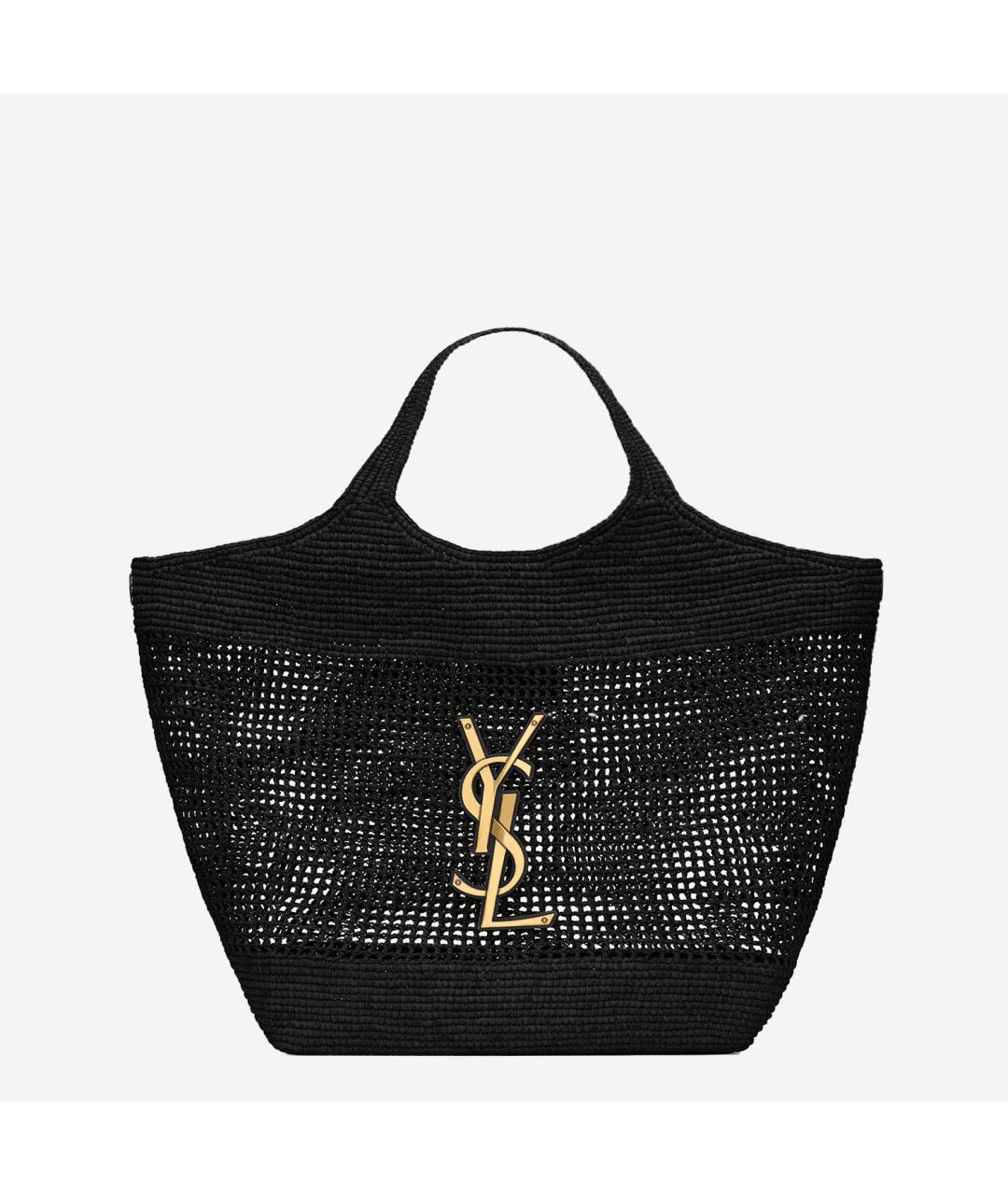 SAINT LAURENT Черная пелетеная сумка тоут, фото 6