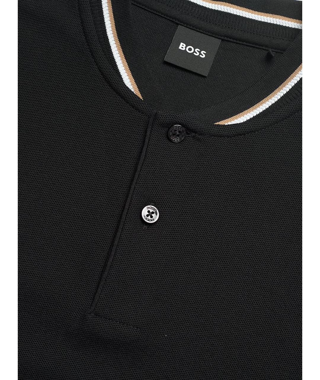 HUGO BOSS Черное хлопковое поло с коротким рукавом, фото 3