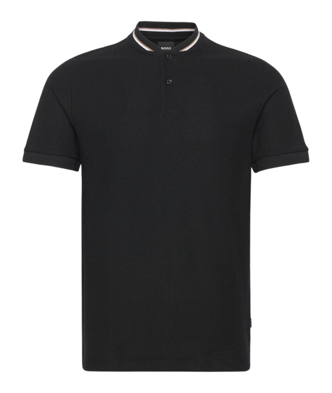 HUGO BOSS Черное хлопковое поло с коротким рукавом, фото 1
