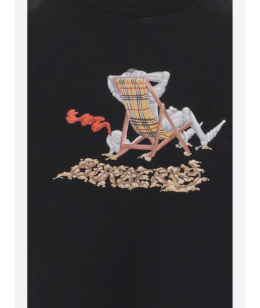 BURBERRY Черная хлопковая футболка, фото 3