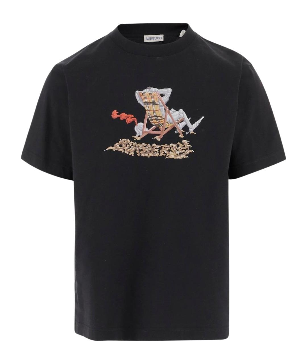 BURBERRY Черная хлопковая футболка, фото 1