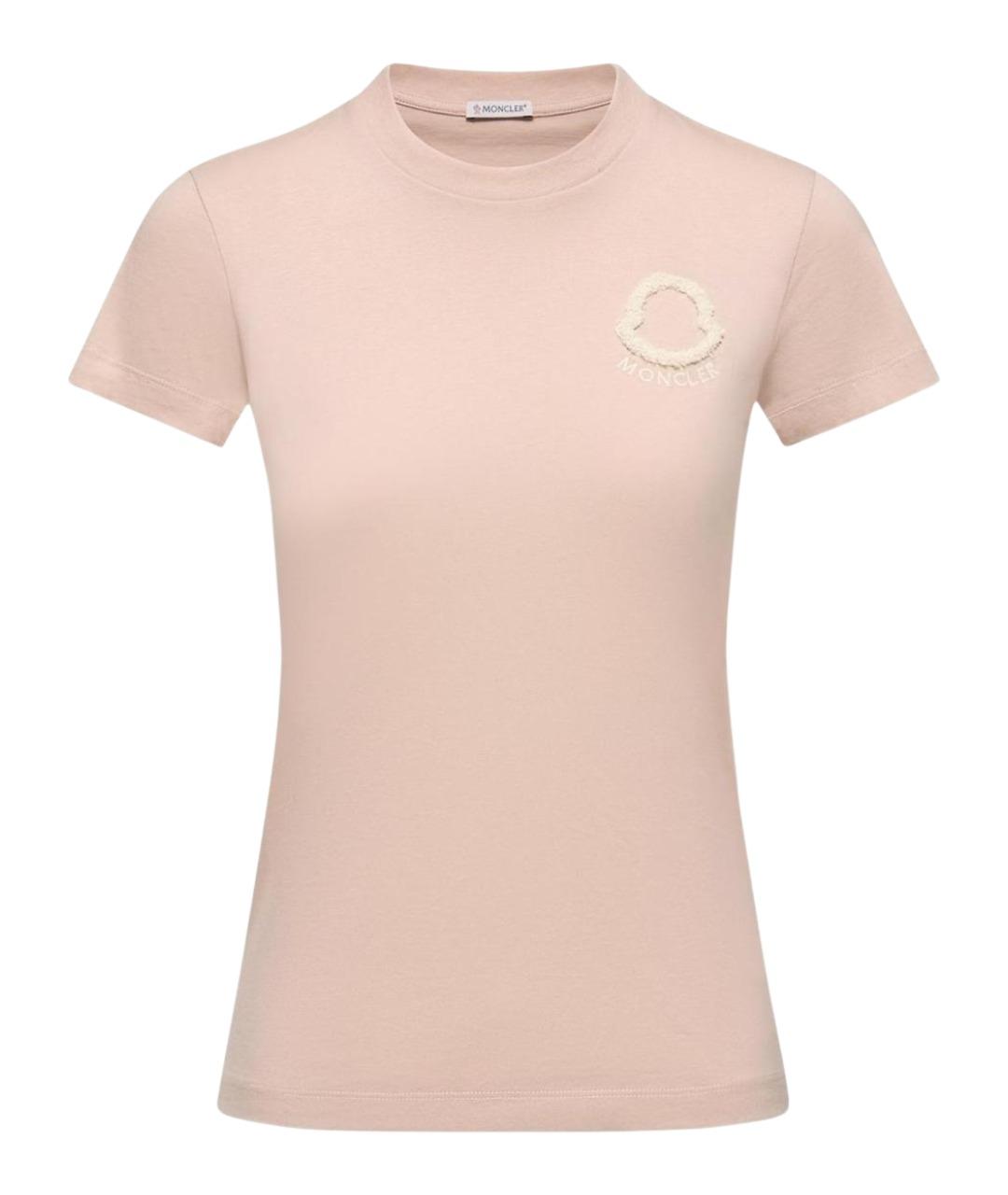 MONCLER Розовая хлопковая футболка, фото 1