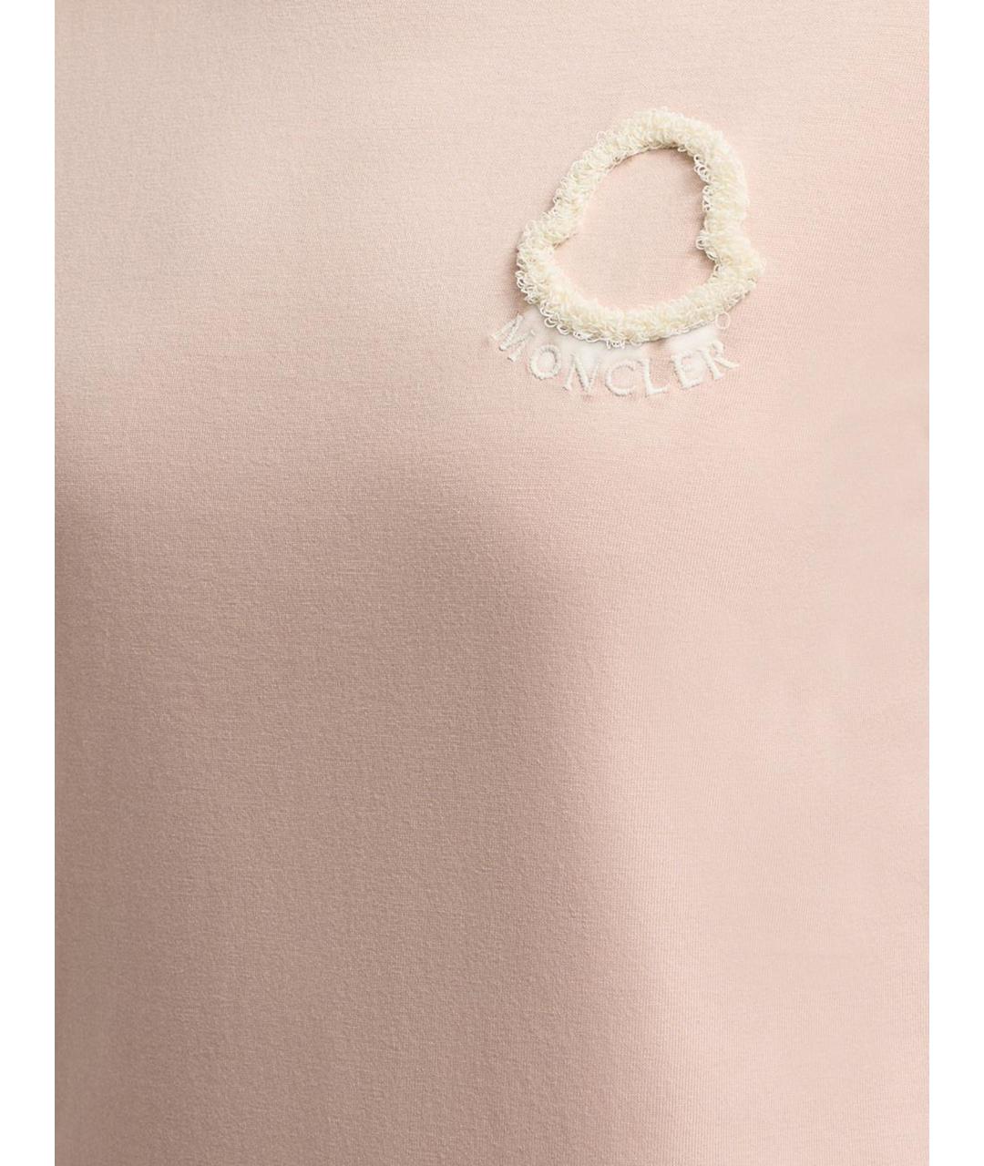 MONCLER Розовая хлопковая футболка, фото 3