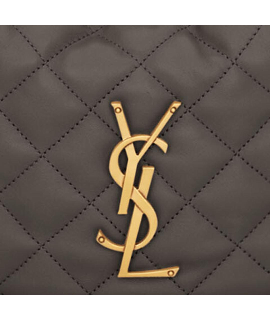 SAINT LAURENT Коричневая кожаная сумка с короткими ручками, фото 4