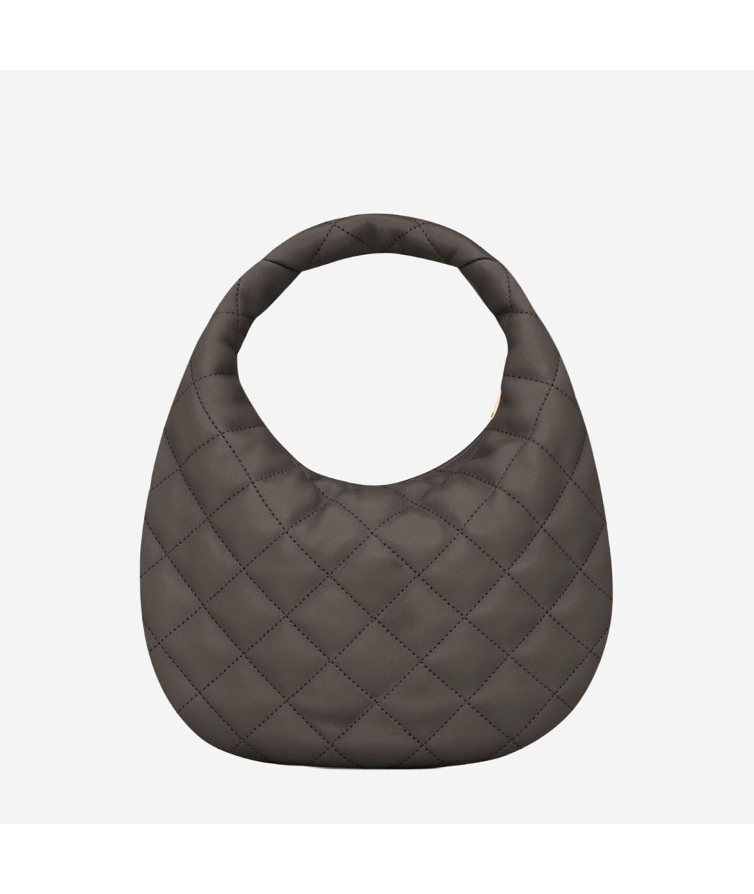 SAINT LAURENT Коричневая кожаная сумка с короткими ручками, фото 3