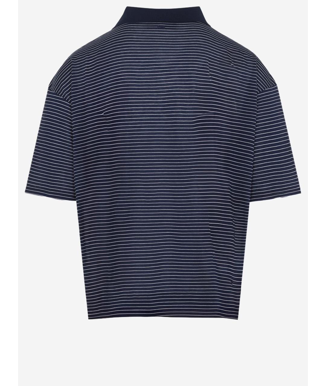 Ami Paris Синее хлопковое поло с коротким рукавом, фото 2