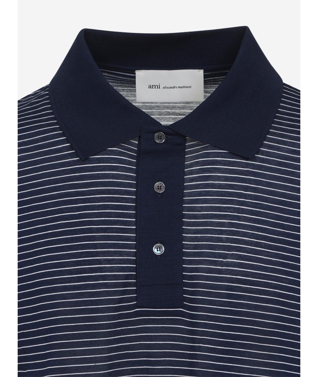 Ami Paris Синее хлопковое поло с коротким рукавом, фото 3