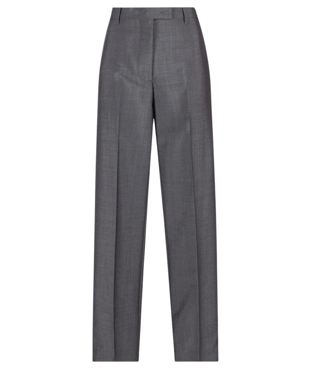 MIU MIU Серые шерстяные прямые брюки, фото 1