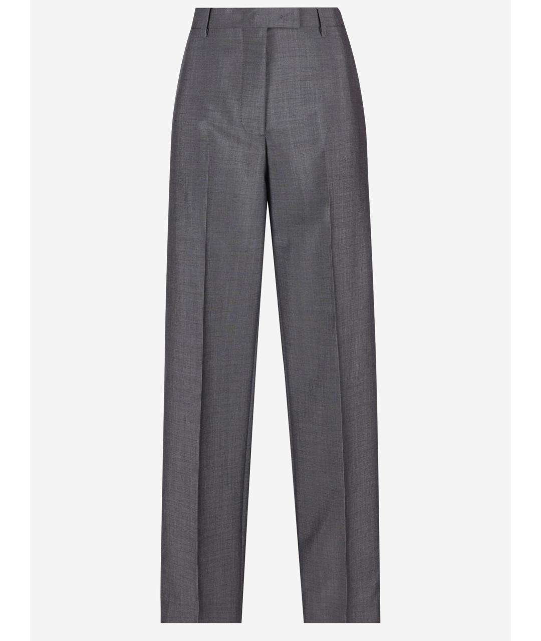 MIU MIU Серые шерстяные прямые брюки, фото 4