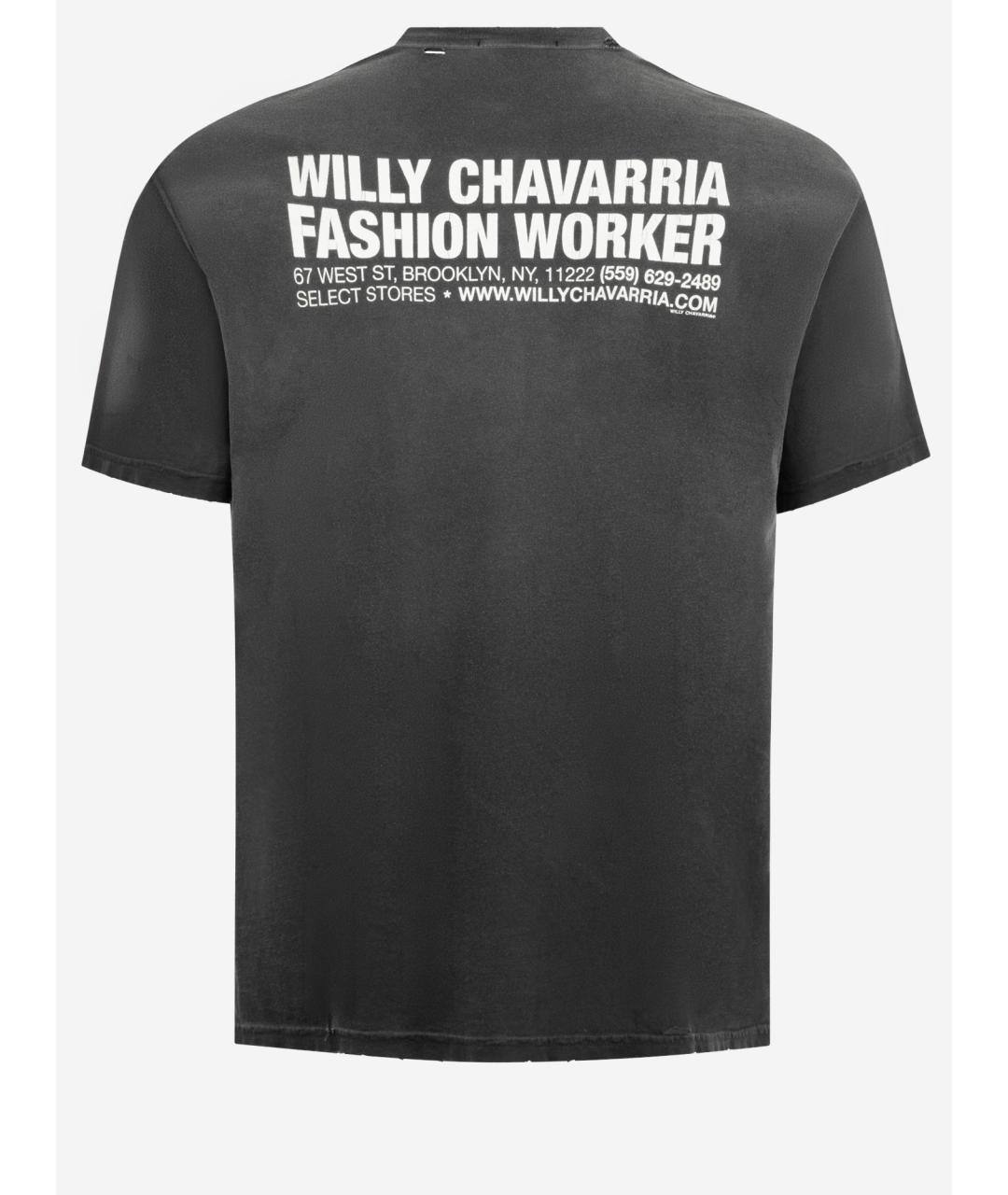 WILLY CHAVARRIA Черная хлопковая футболка, фото 2