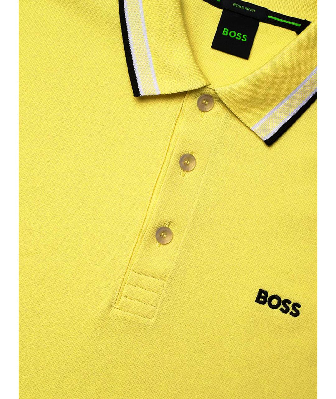 HUGO BOSS Желтое хлопковое поло с коротким рукавом, фото 3