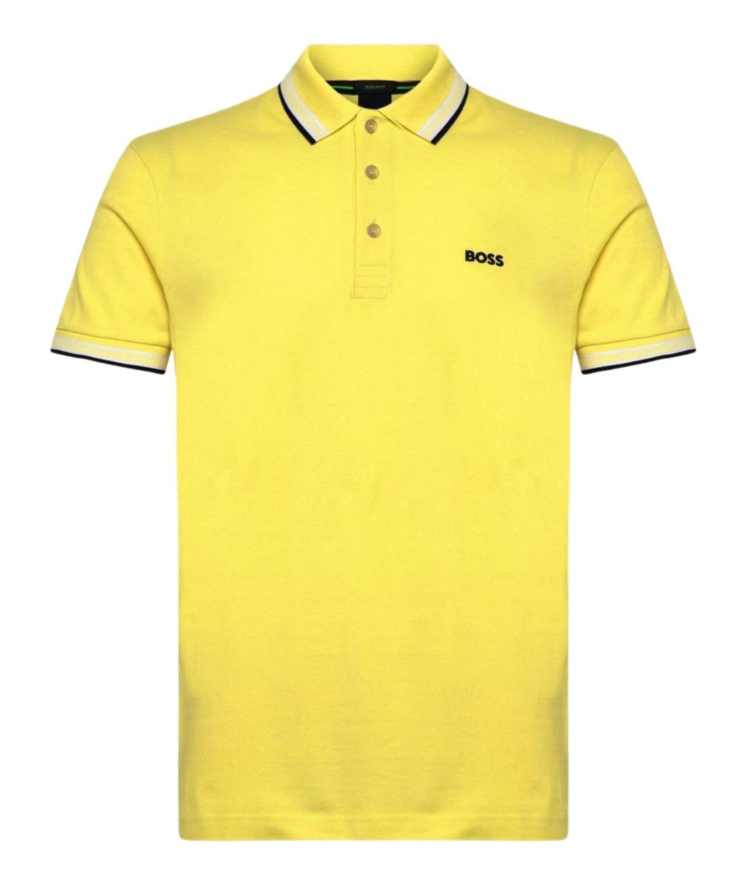 HUGO BOSS Желтое хлопковое поло с коротким рукавом, фото 1