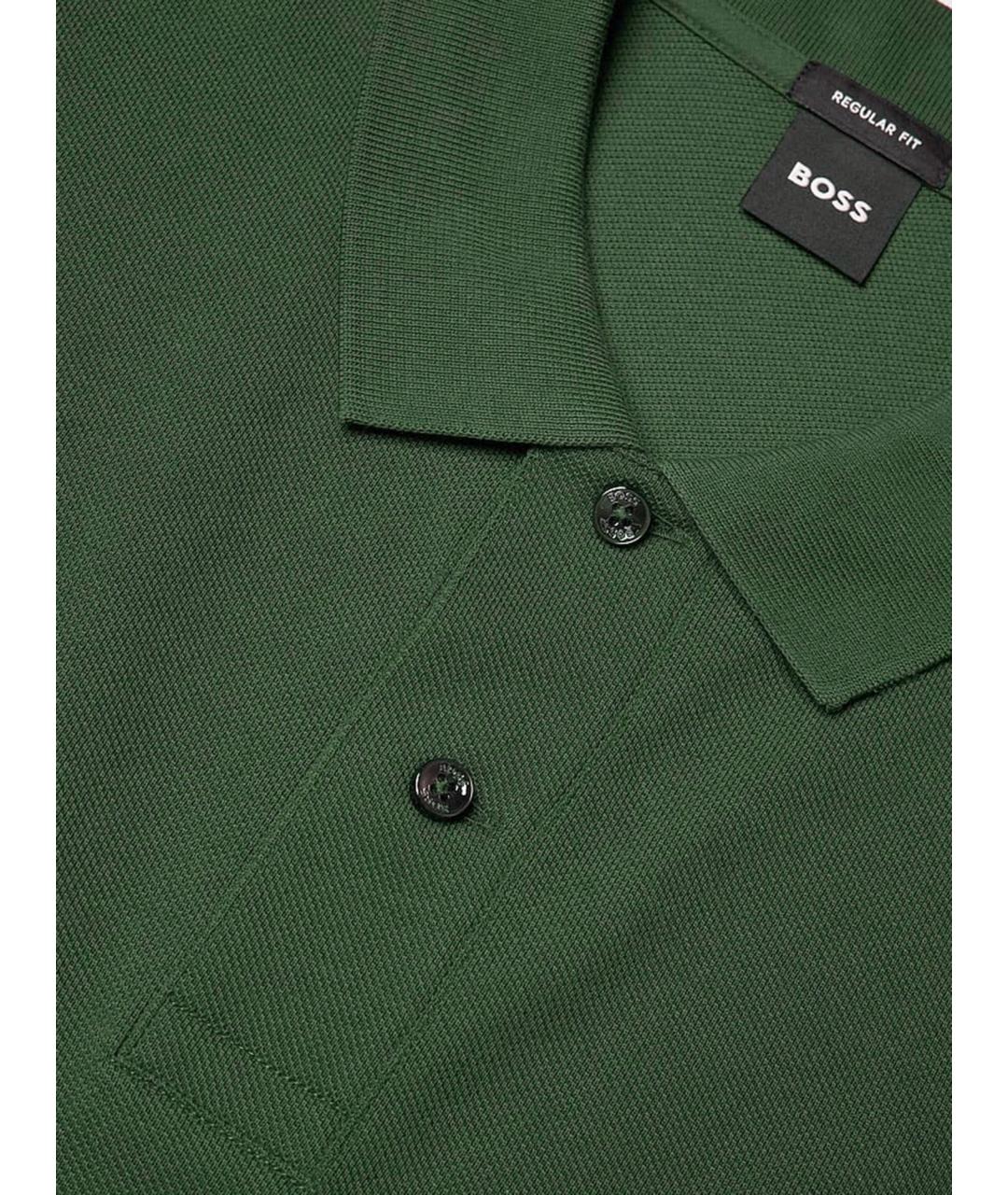 HUGO BOSS Зеленые хлопковое поло с коротким рукавом, фото 3