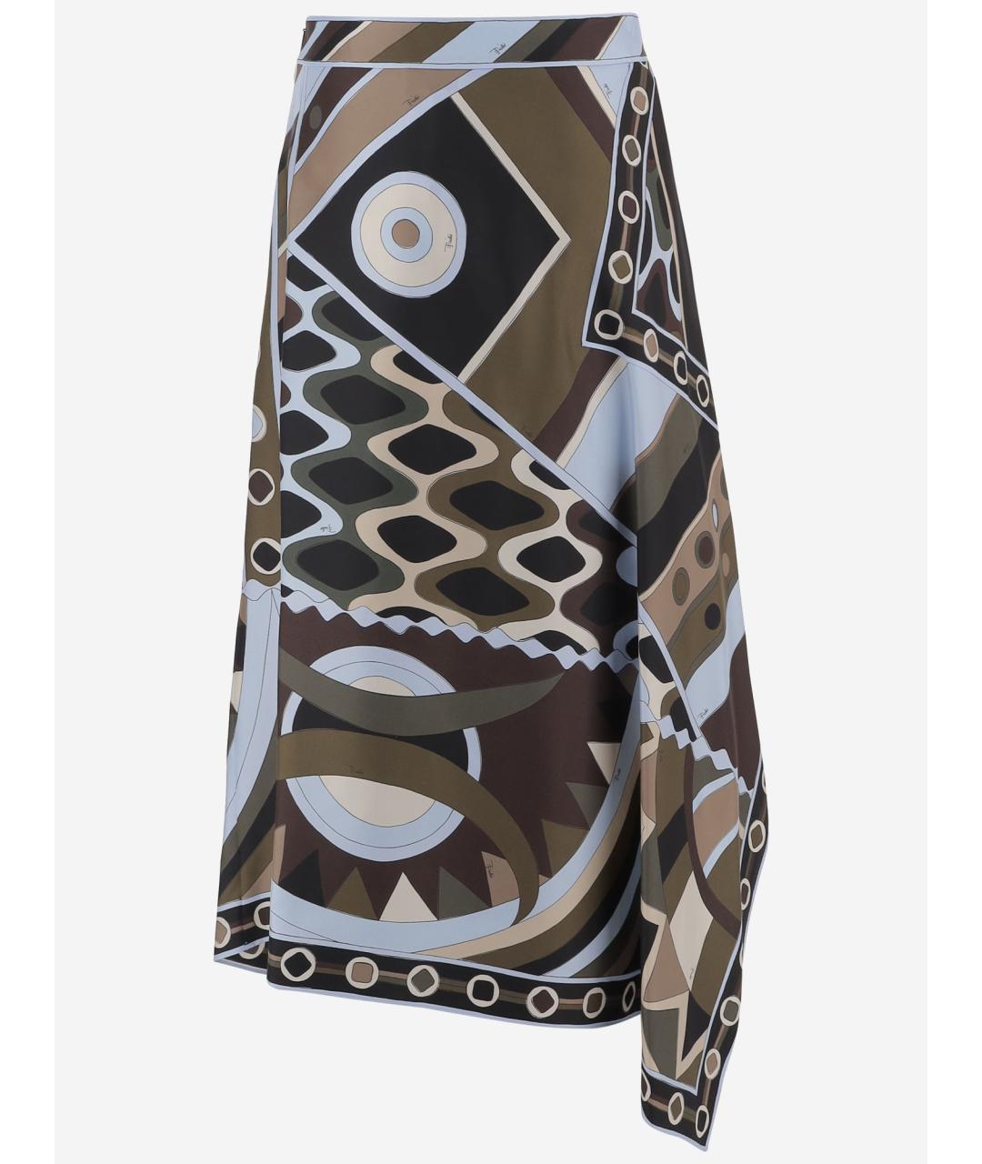 PUCCI Зеленая шелковая юбка миди, фото 2