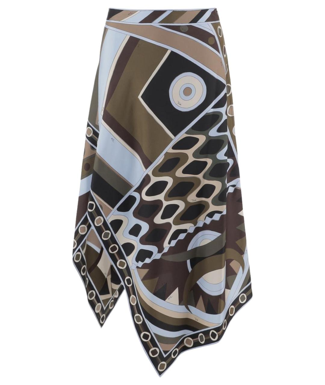 PUCCI Зеленая шелковая юбка миди, фото 1