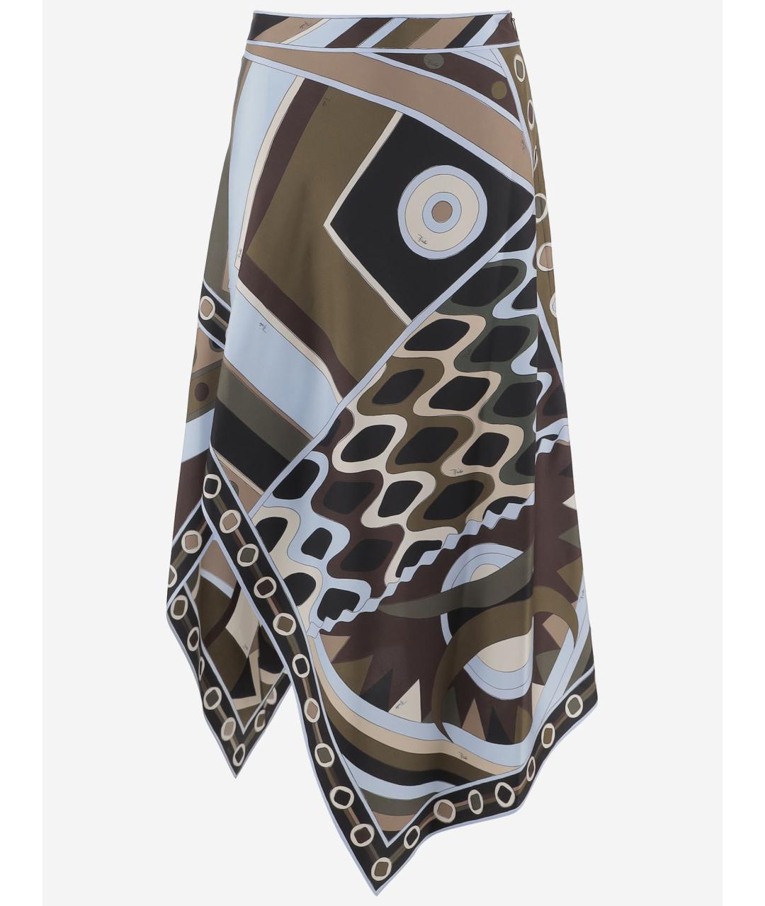 PUCCI Зеленая шелковая юбка миди, фото 4