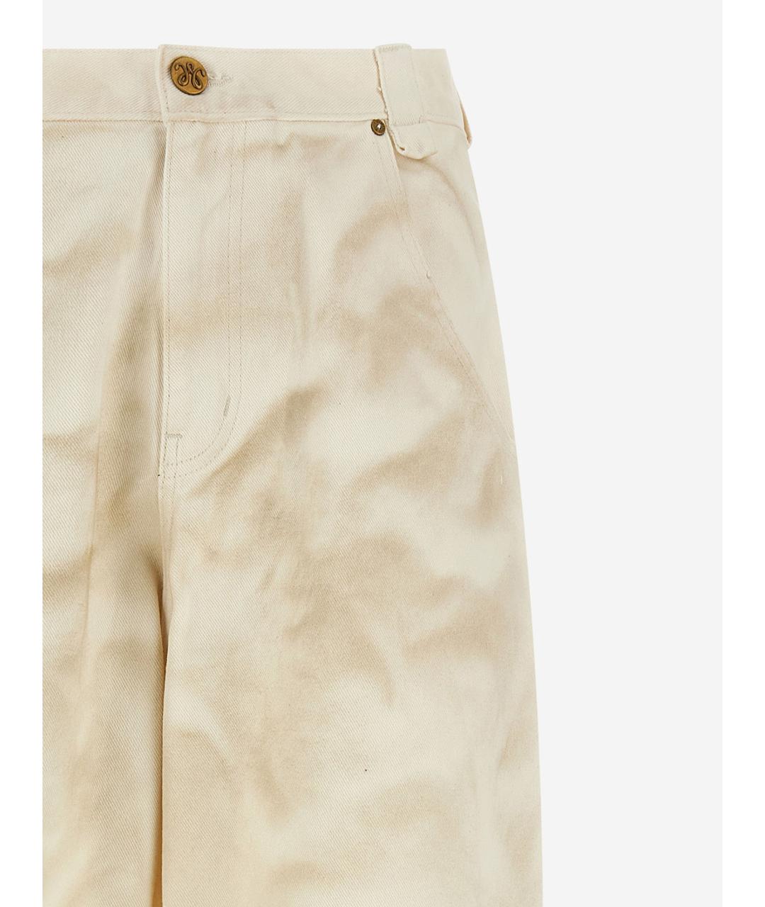 WILLY CHAVARRIA Бежевые хлопковые прямые джинсы, фото 3