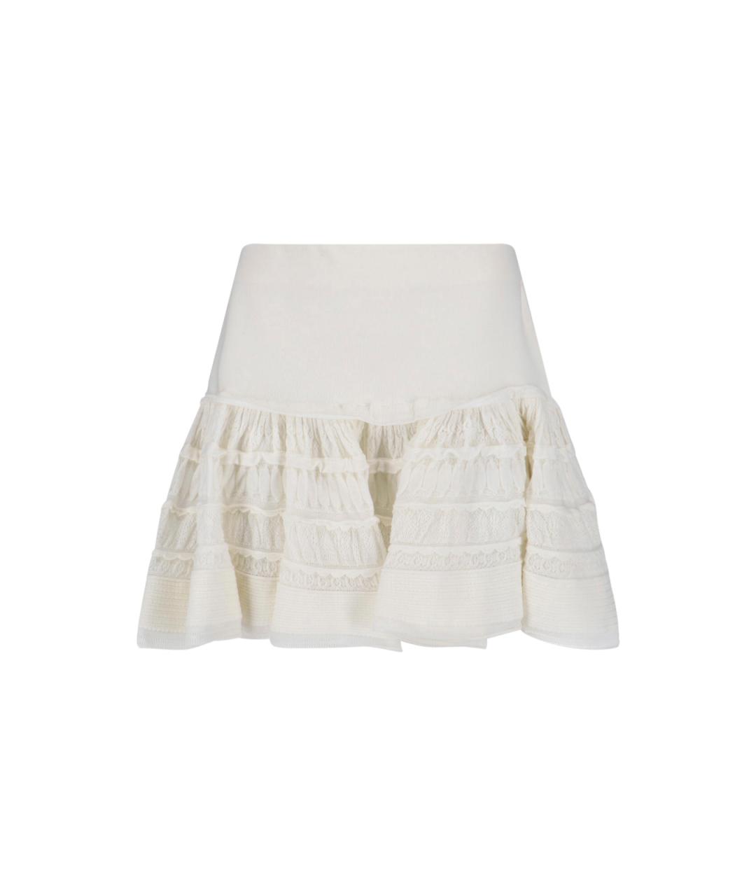 ALAIA Белая шерстяная юбка мини, фото 1