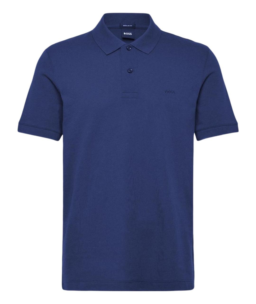 HUGO BOSS Синее хлопковое поло с коротким рукавом, фото 1