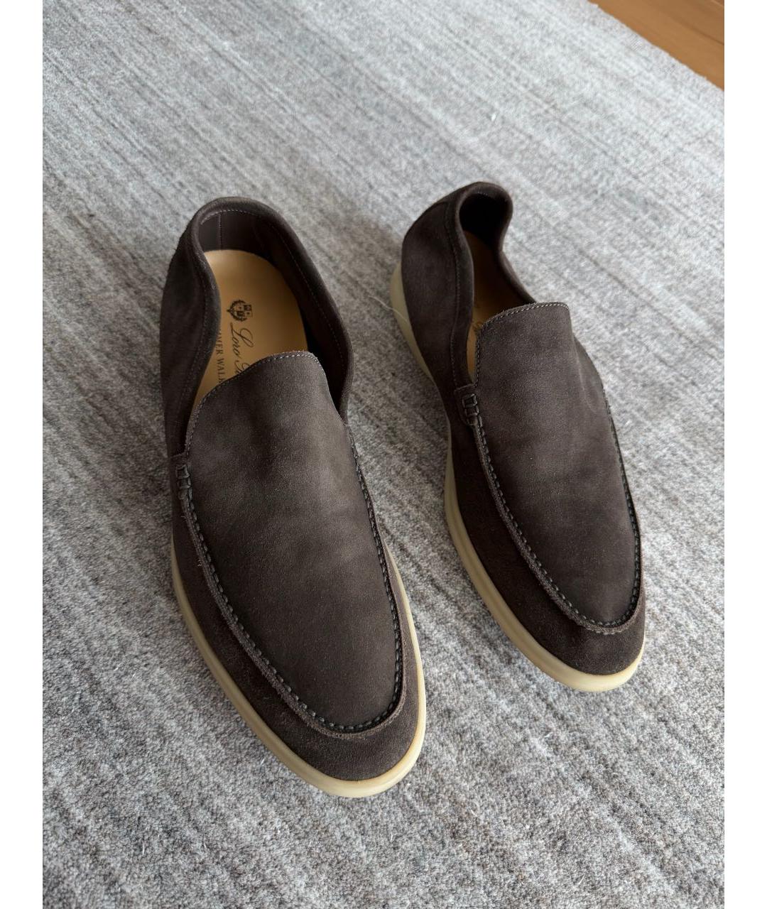 LORO PIANA Коричневые замшевые низкие ботинки, фото 4