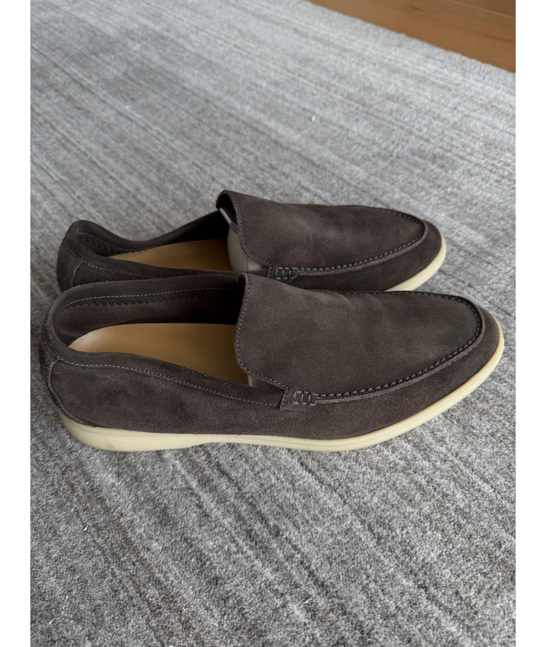 LORO PIANA Коричневые замшевые низкие ботинки, фото 5