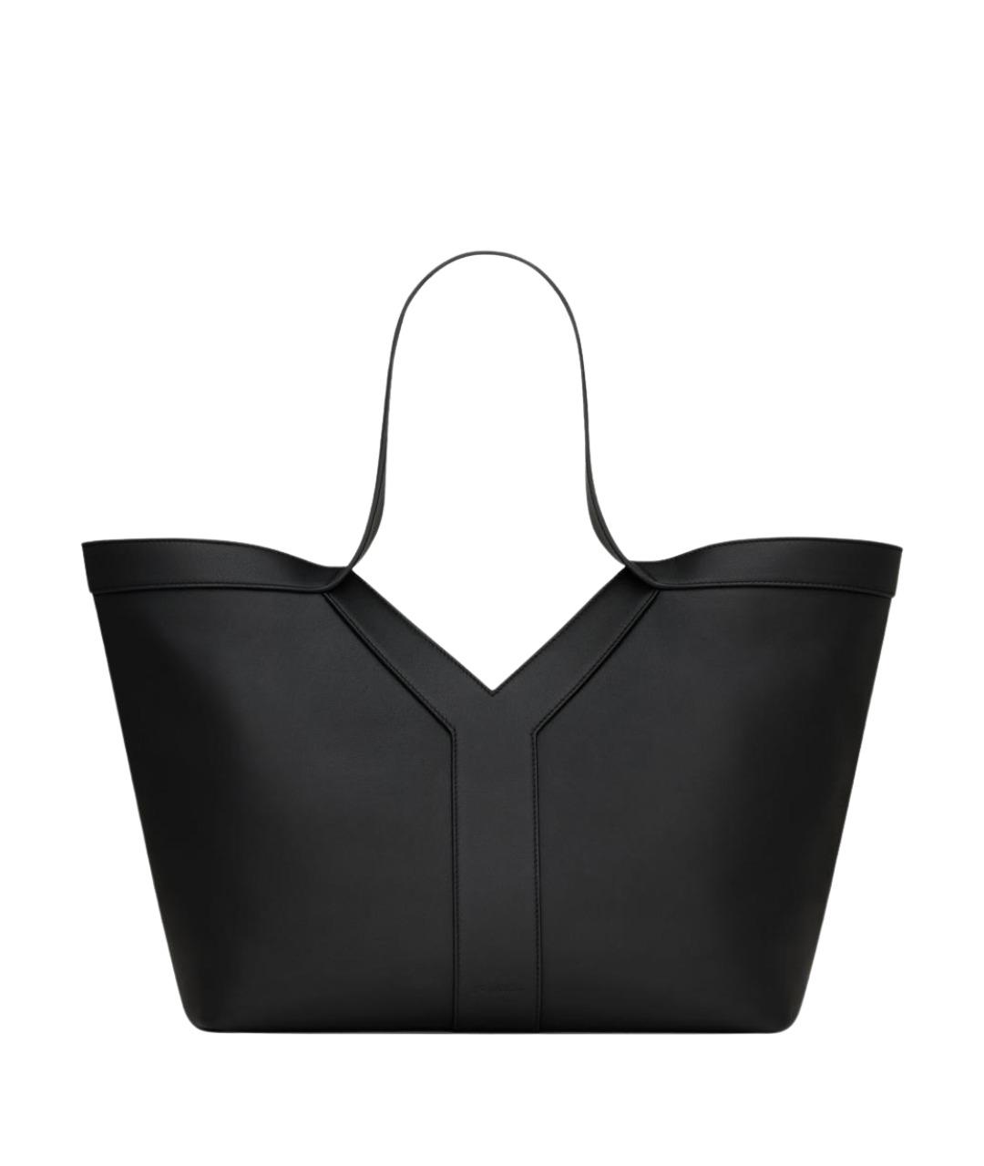 SAINT LAURENT Черная кожаная сумка тоут, фото 1