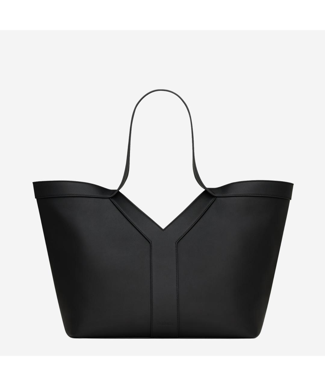 SAINT LAURENT Черная кожаная сумка тоут, фото 5