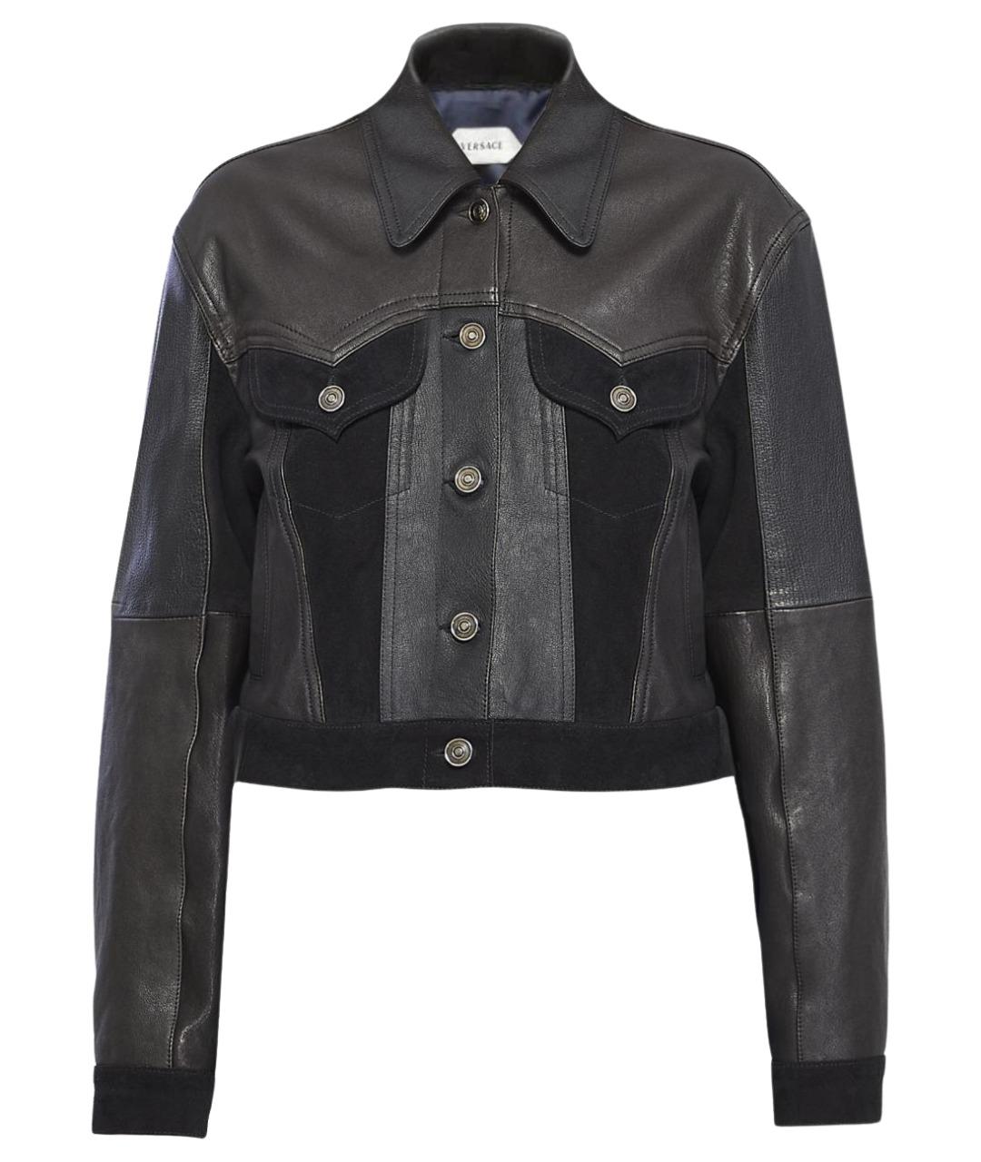 VERSACE Черная кожаная куртка, фото 1