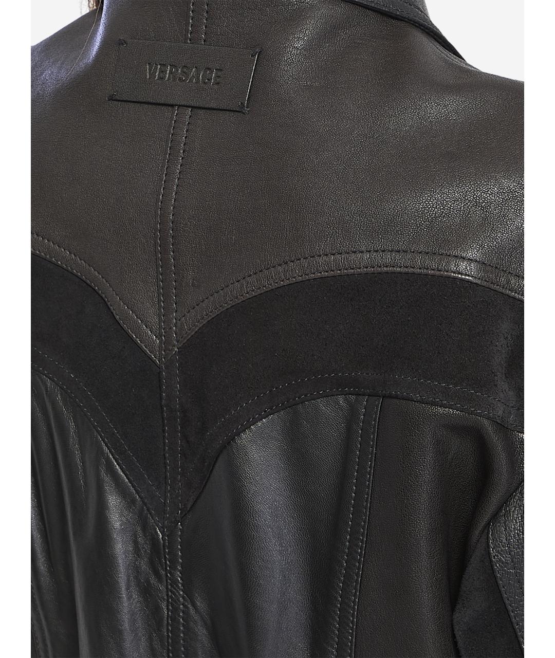VERSACE Черная кожаная куртка, фото 3