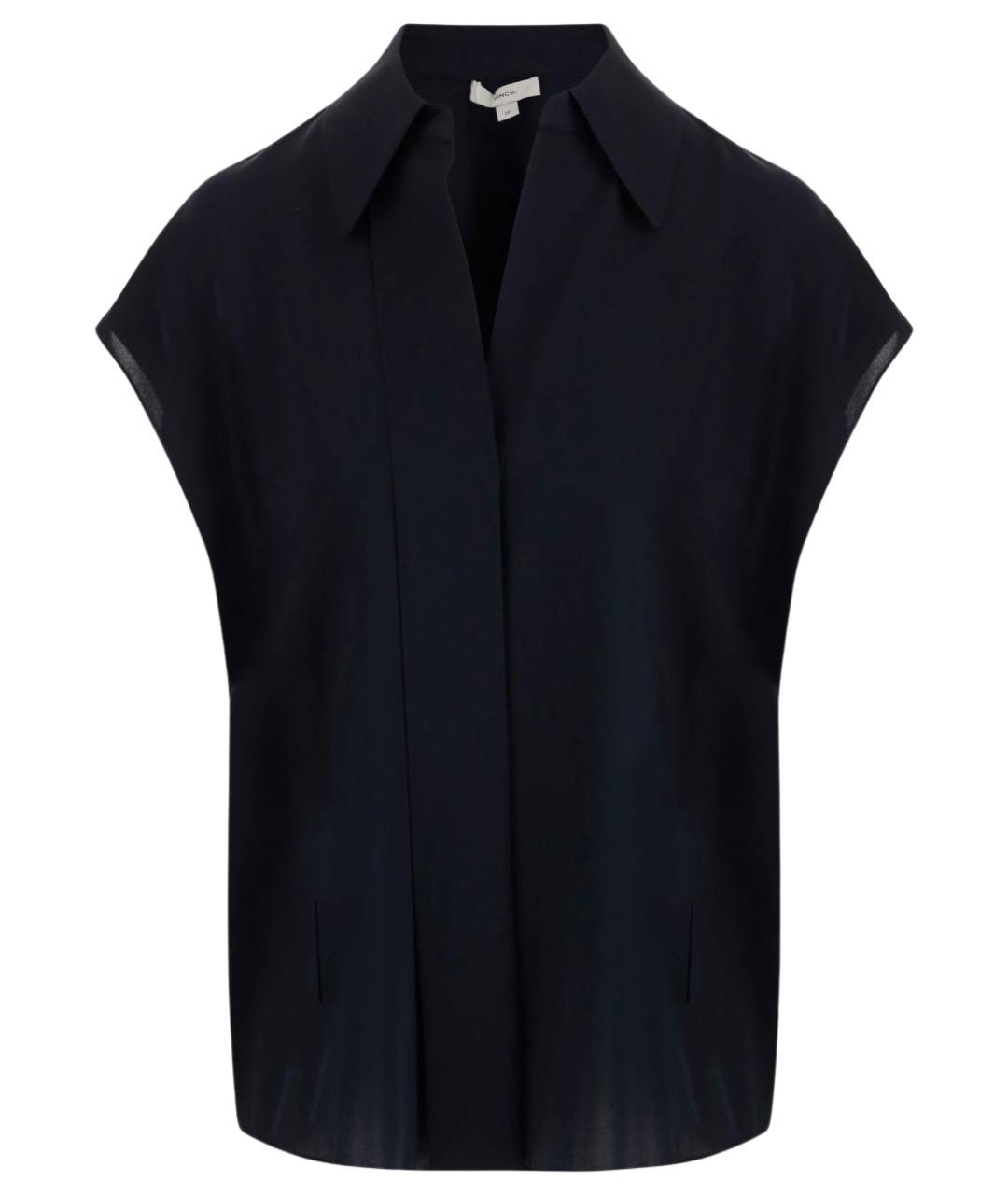 VINCE Черная шелковая рубашка, фото 1