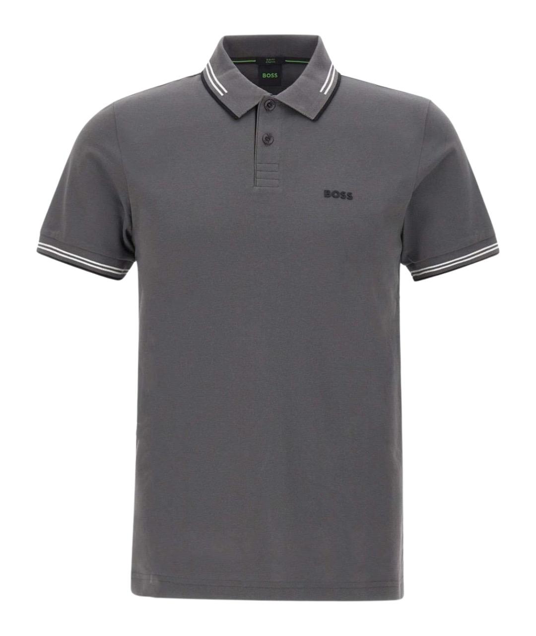 HUGO BOSS Серое хлопковое поло с коротким рукавом, фото 1