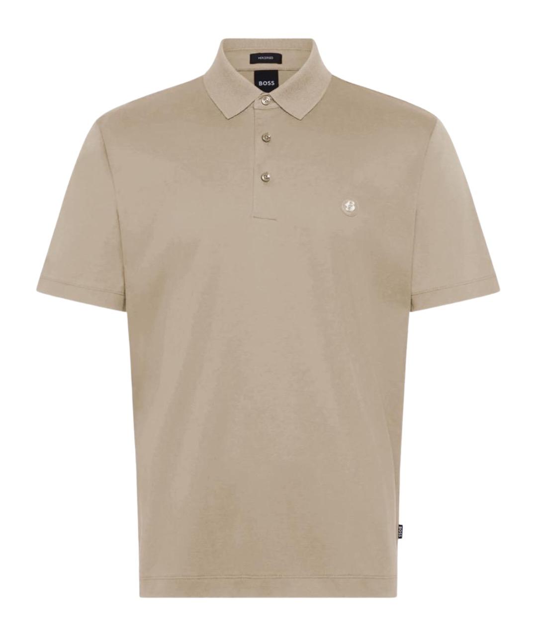 HUGO BOSS Бежевое хлопковое поло с коротким рукавом, фото 1