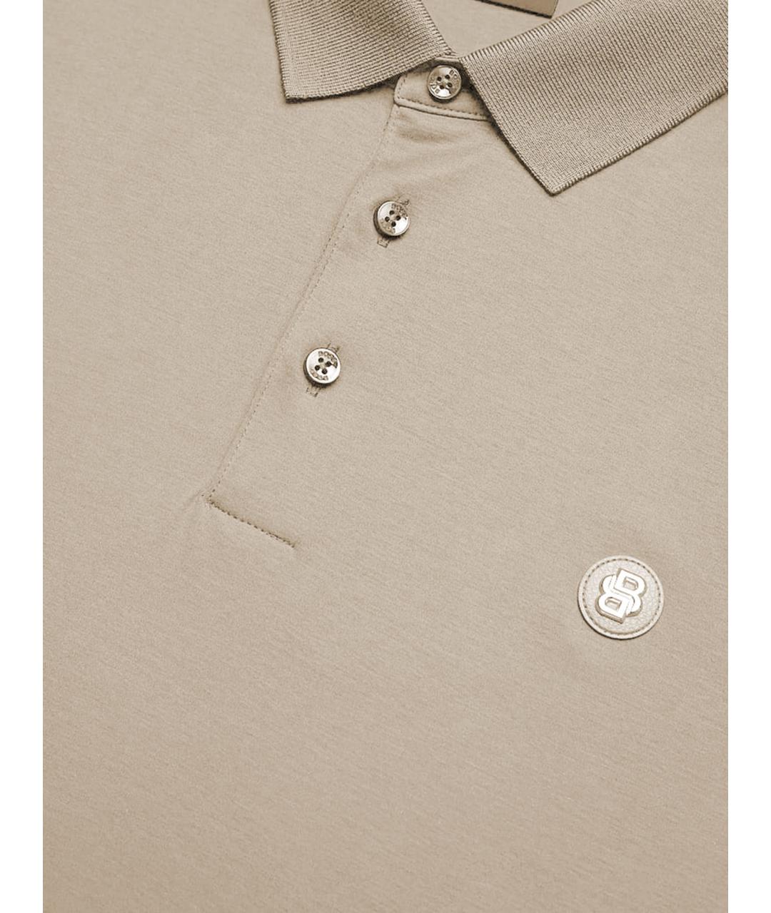 HUGO BOSS Бежевое хлопковое поло с коротким рукавом, фото 3