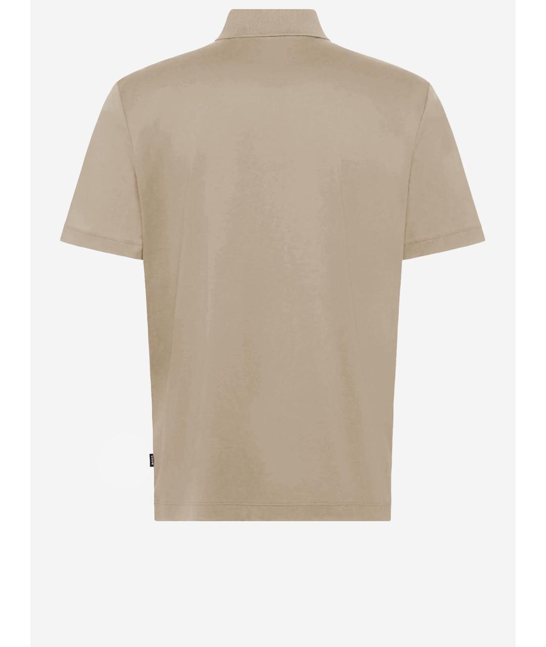 HUGO BOSS Бежевое хлопковое поло с коротким рукавом, фото 2
