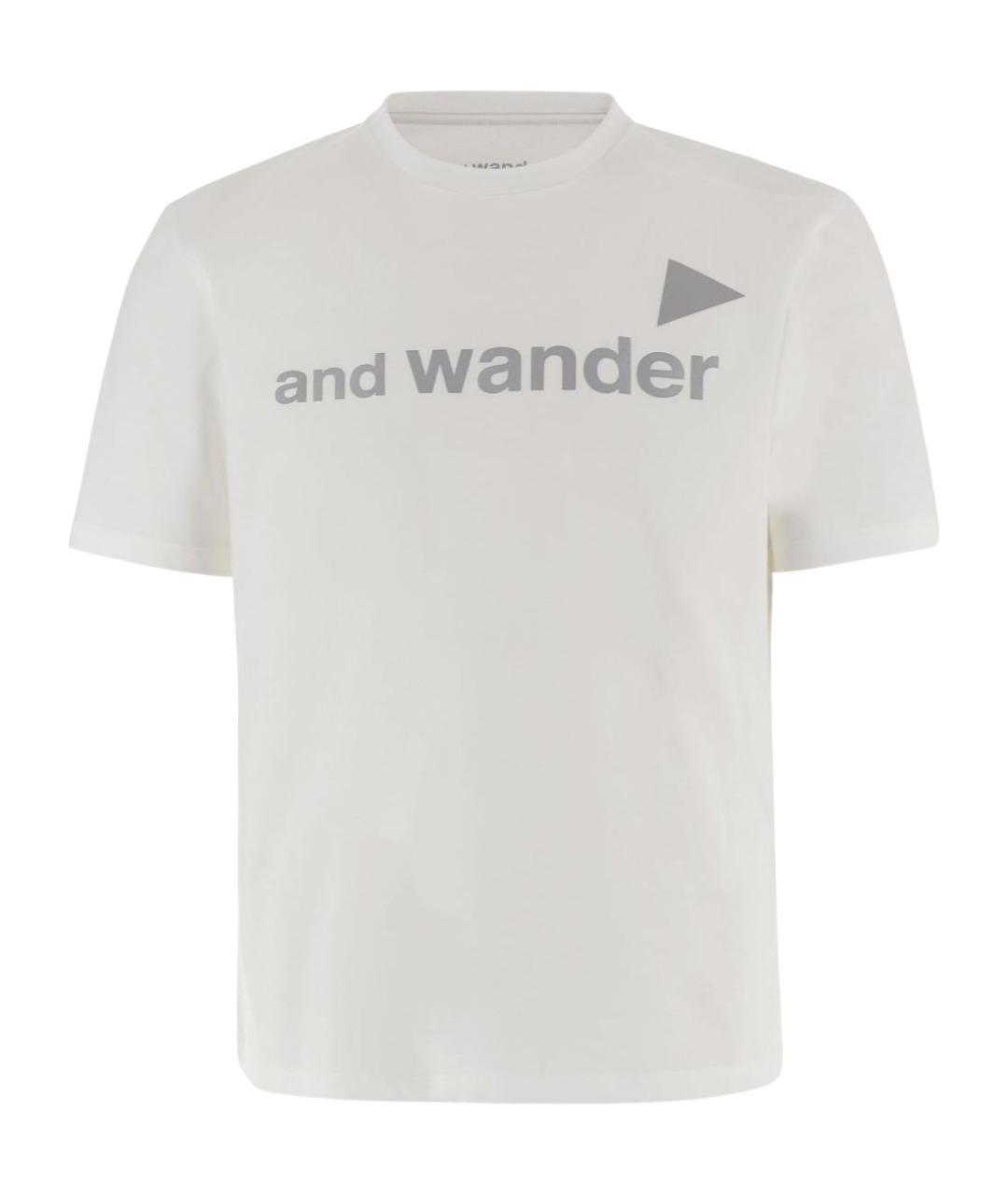 AND WANDER Белая хлопковая футболка, фото 1
