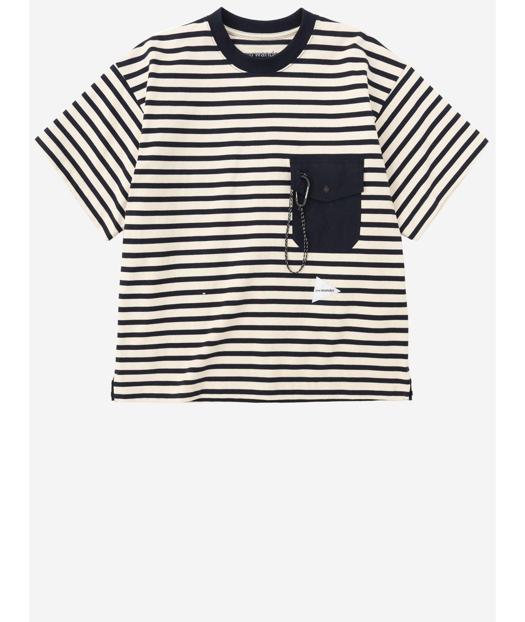 AND WANDER Синяя хлопковая футболка, фото 4