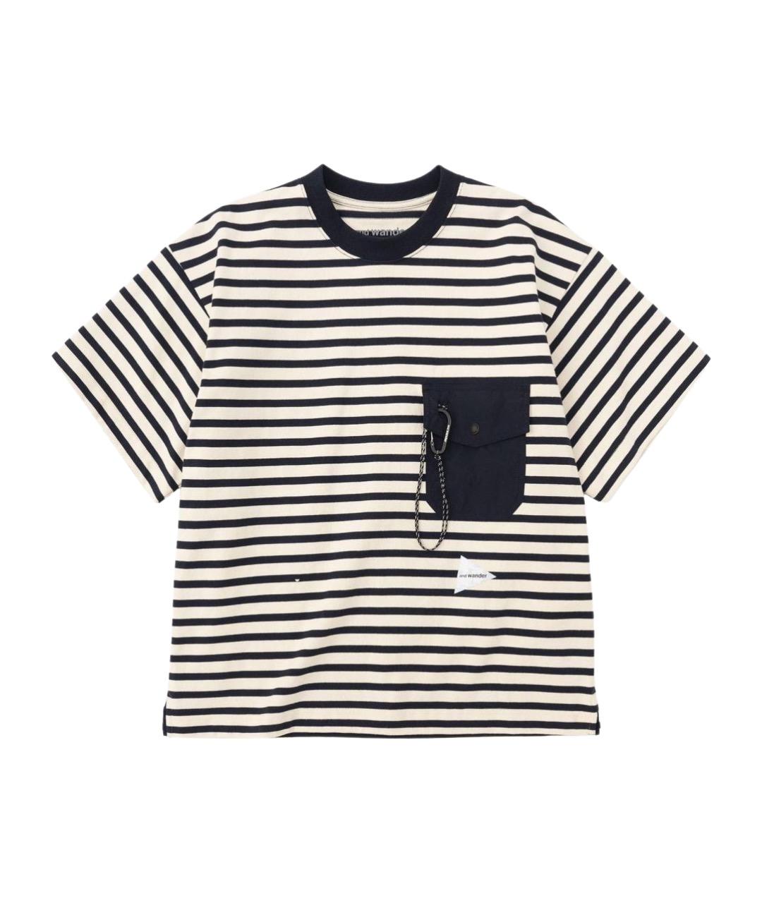 AND WANDER Синяя хлопковая футболка, фото 1