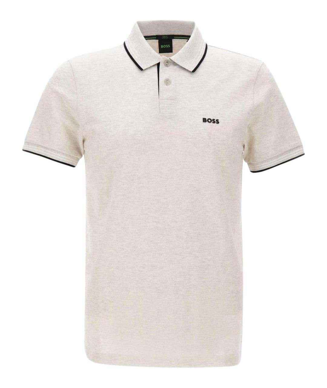 HUGO BOSS Серое хлопковое поло с коротким рукавом, фото 1