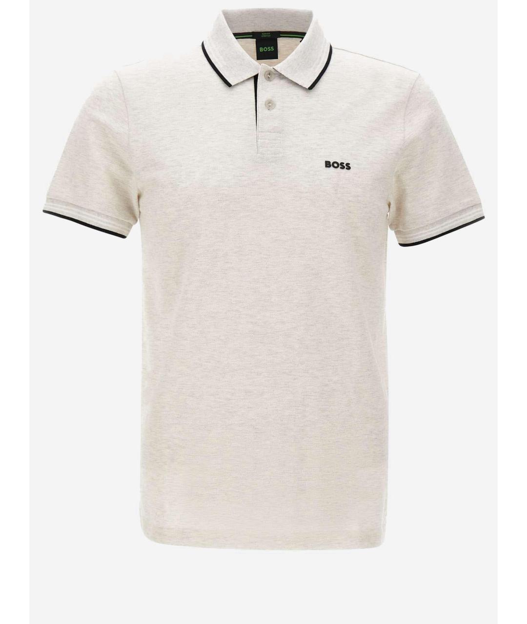 HUGO BOSS Серое хлопковое поло с коротким рукавом, фото 4