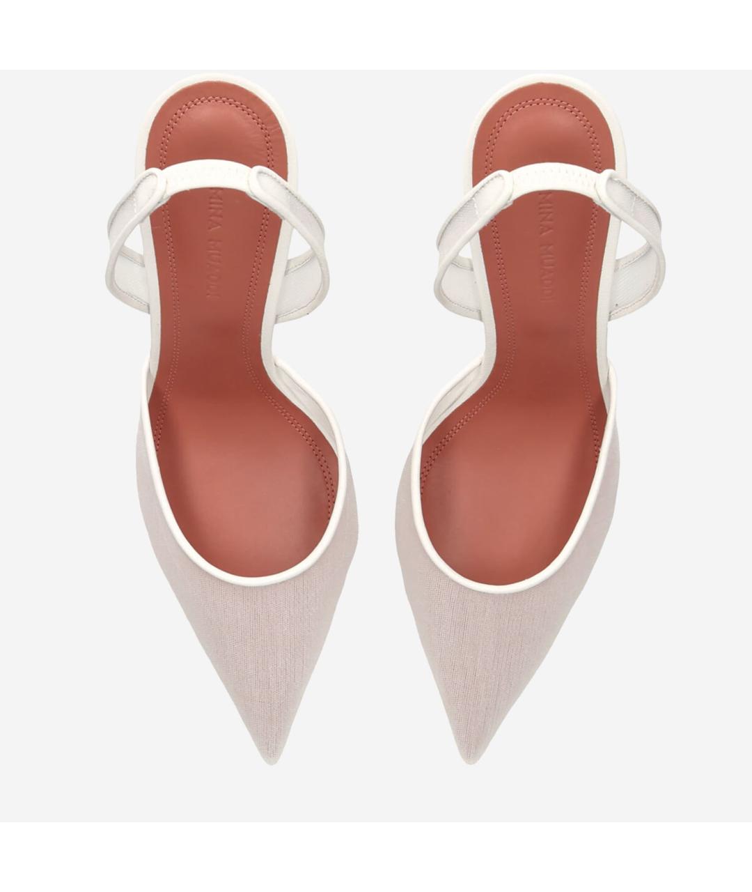 Amina Muaddi Белые текстильные туфли, фото 2