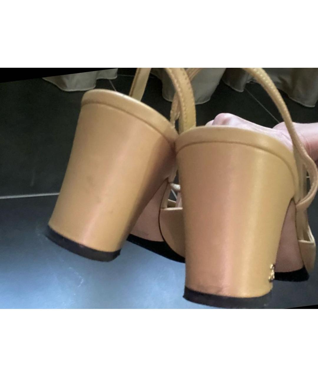 CHANEL Бежевые кожаные туфли, фото 7