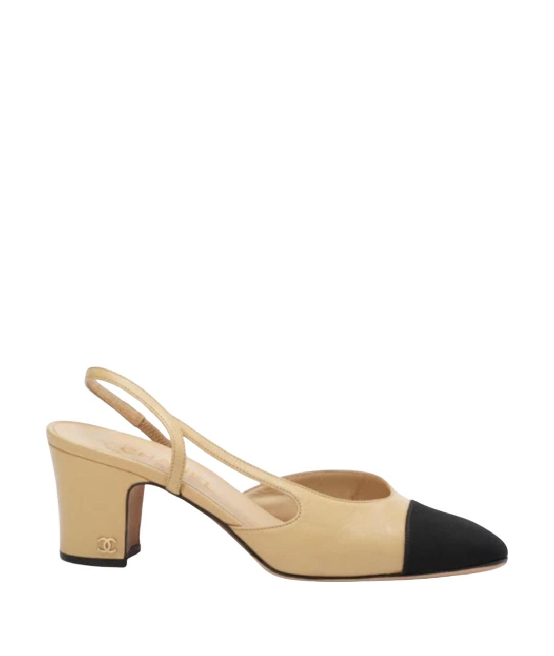 CHANEL Бежевые кожаные туфли, фото 1