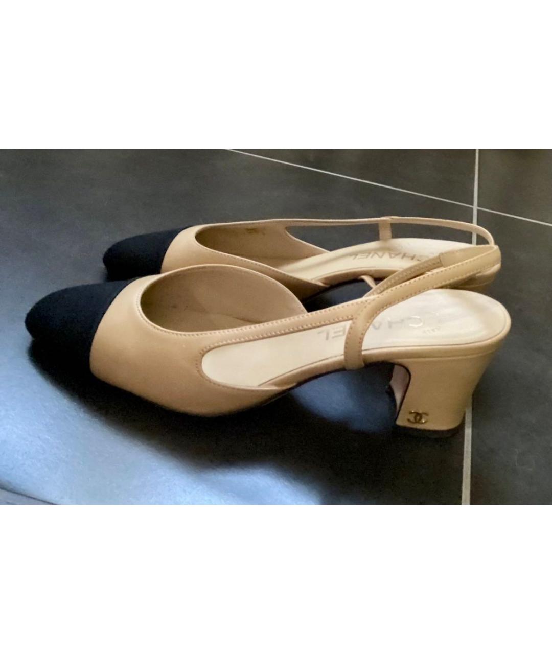 CHANEL Бежевые кожаные туфли, фото 4