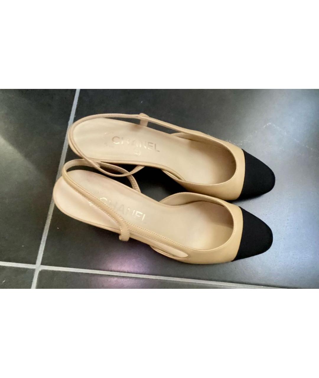 CHANEL Бежевые кожаные туфли, фото 5
