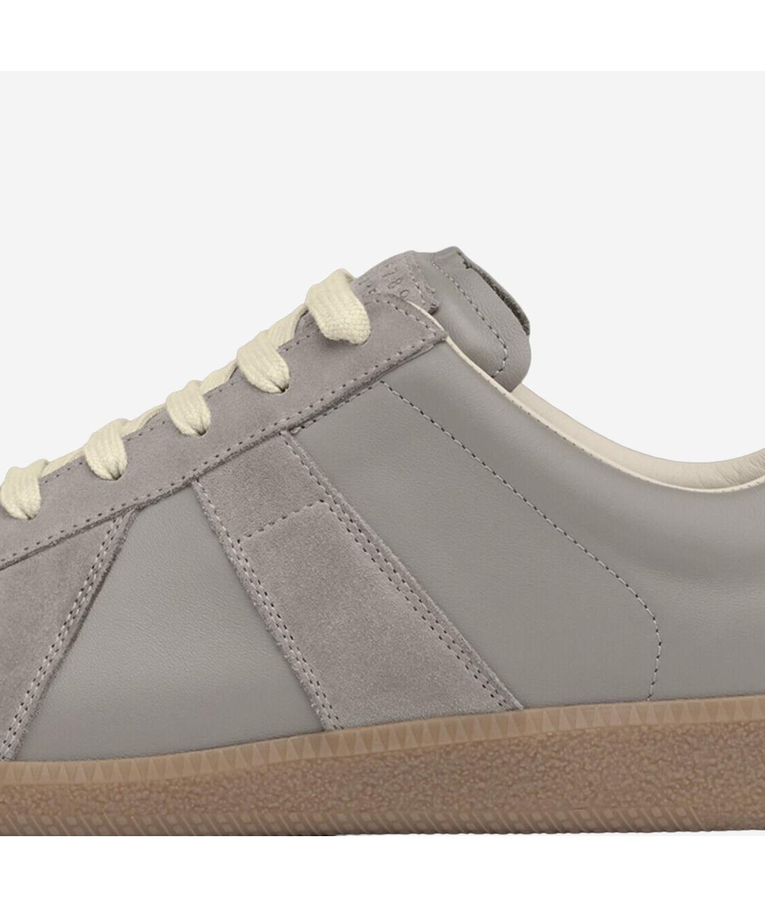 MAISON MARGIELA Серые кожаные низкие кроссовки / кеды, фото 4