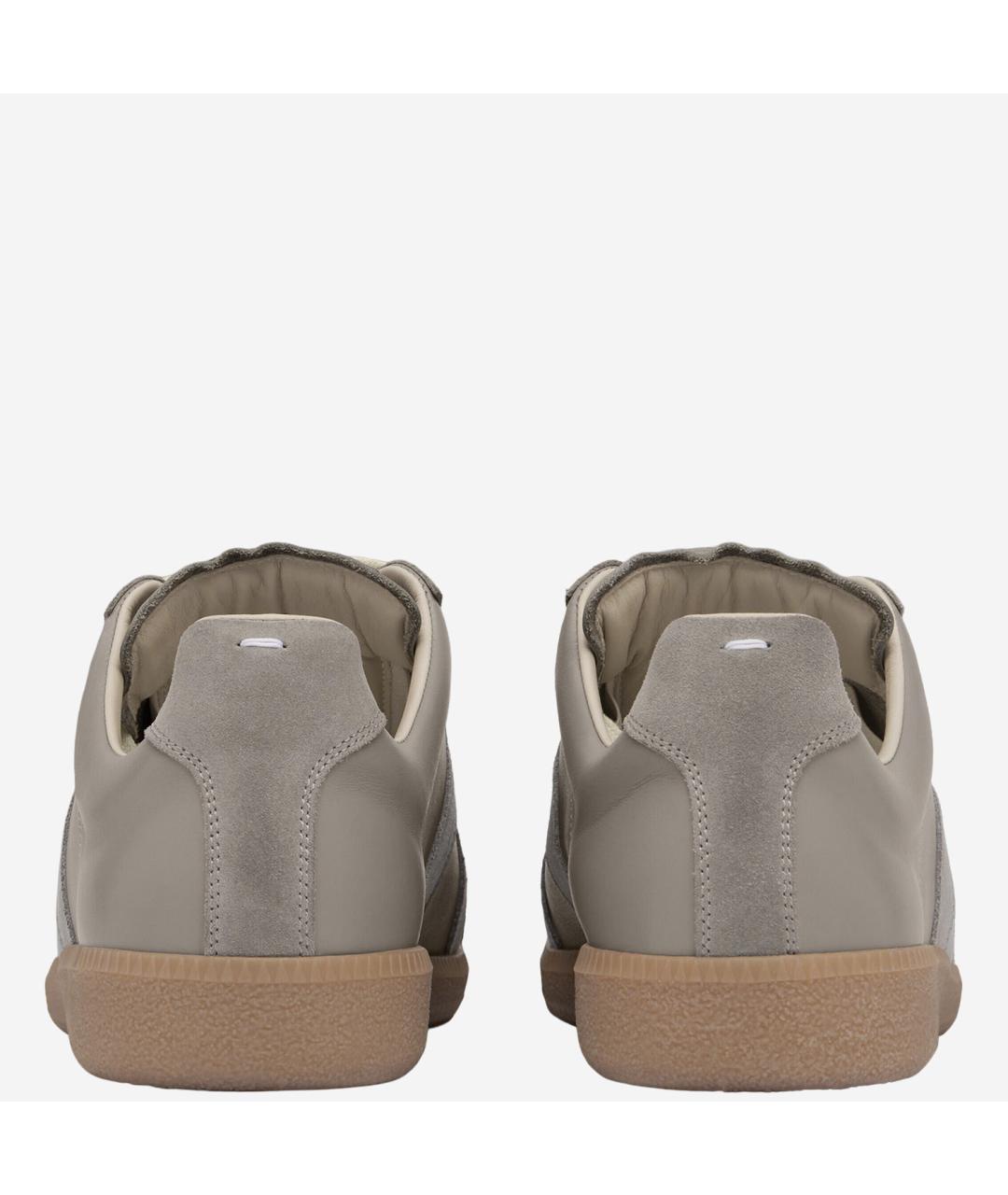 MAISON MARGIELA Серые кожаные низкие кроссовки / кеды, фото 3