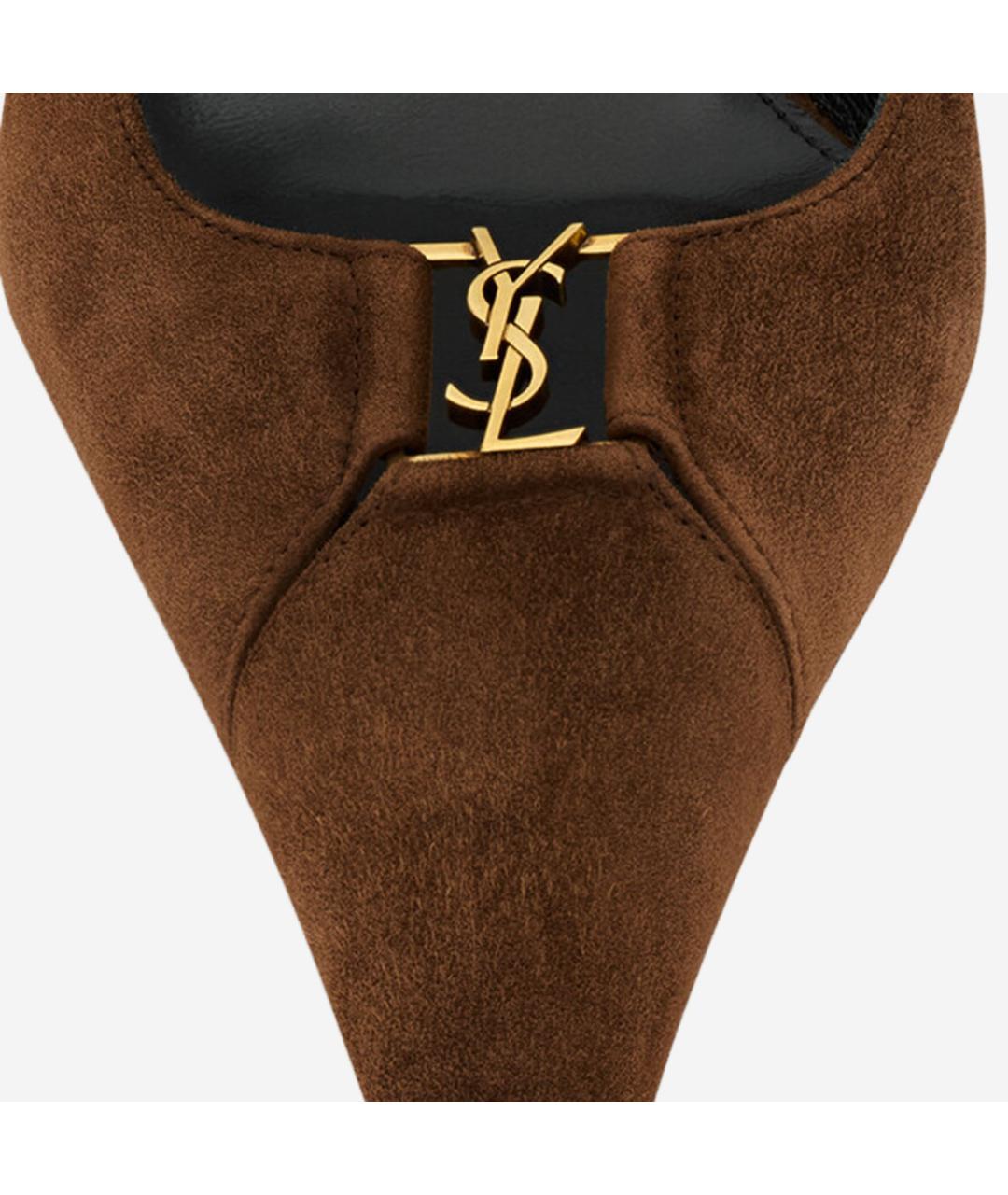 SAINT LAURENT Коричневые замшевые туфли, фото 4