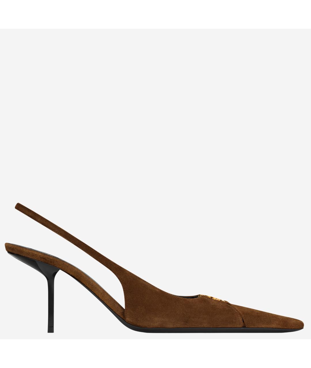 SAINT LAURENT Коричневые замшевые туфли, фото 5